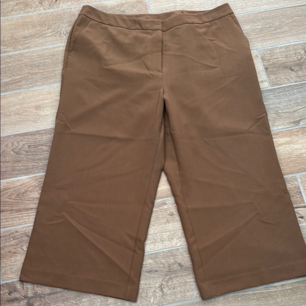 Worthington plus size cropped trousers in coffee color! Perfect minimalist look!